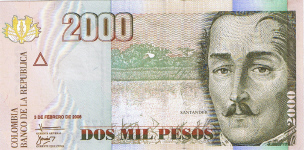 P457b Colombia 2000 Pesos Year 2006