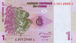 P 80 Congo Dem. Rep. 1 Centime Year 1997
