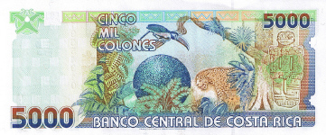 P268a Costa Rica 5000 Colones Year 1999