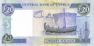 P63 Cyprus 20 Pound year 2004