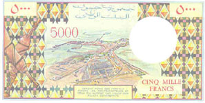 P38d Djibouti 5000 Francs Year nd