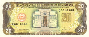 P133 Dominican Republic 20 Pesos Oro Year 1990