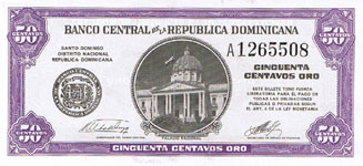 P 89 Dominican Republic 50 Pesos Oro Year nd 1961