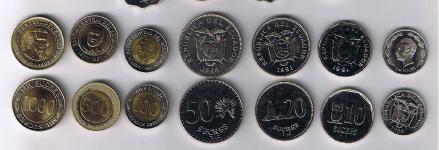 Ecuador 7 coins 1988-1997