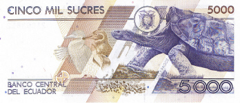 P128c Ecuador 5.000 Sucres Year 1996/99