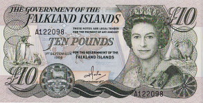 P14 Falkland Islands 10 Pounds Year 1986