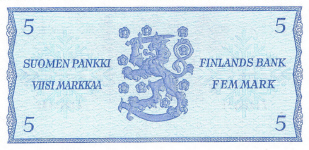 P106a Finland 5 Markaa Year 1963