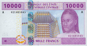 P410 A Gabon 10.000 Francs Year 2002