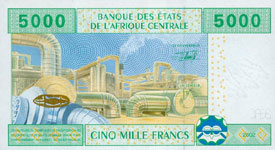 P409 A Gabon  5000 Francs Year 2002