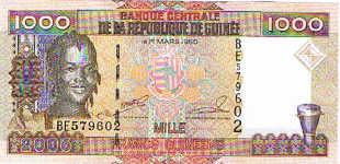 P40 Guinea 1000 Francs Year 2006