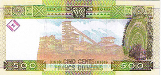 P39 Guinea 500 Francs Year 2006