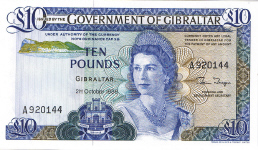 P22b Gibraltar 10 Pound Year 1986