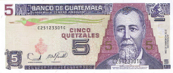 P110 Guatamala 5 Quatzales Year 2006