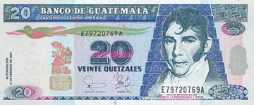 P108 Guatamala 20 Quatzal Year 2003