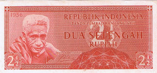 P 75 Indonesia 2 1/2 Ruphia Year 1956