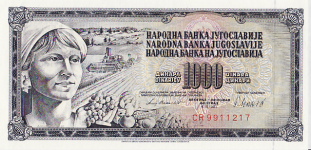 P 92d Yugoslavia 1000 Dinars Year 1981