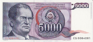 P 93a Yugoslavia 5000 Dinars Year 1985