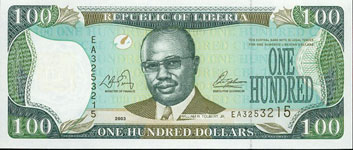 P30 Liberia 100 Dollars Year 2003