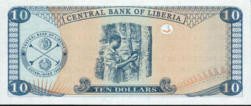 P27 Liberia  10 Dollars Year 2003