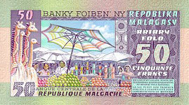 P 62 Madagascar 50 Francs Year nd