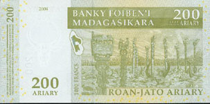 P 87c Madagascar 200 Ariary Year 2016