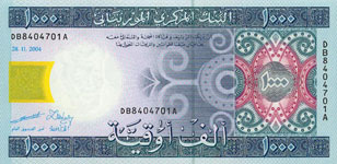 P13a Mauritania 1000 Ouguiya Year 2004