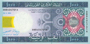 P13a Mauritania 1000 Ouguiya Year 2004