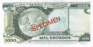 P119s Mozambique 1000 Escudos Year nd (1976) Specimen