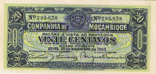 PR29 Mozambique 20 Centavos Year 1933