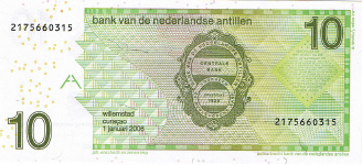 P28d Netherlands Antilles 10 Gulden Year 2006