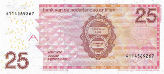 P29e Netherlands Antilles 25 Gulden Year 2008
