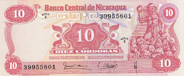 P134 Nicaragua 10 Cordobas Year 1979