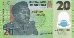 P34b Nigeria 20 Naira Year 2007 Polymer