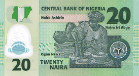 P34b Nigeria 20 Naira Year 2007 Polymer