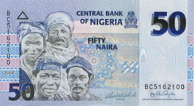 P35b Nigeria 50 Naira Year 2007 Polymer