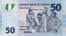 P35b Nigeria 50 Naira Year 2007 Polymer