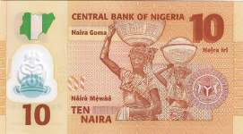 P39 Nigeria 10 Naira Year 2009/2010/2013 Polymer