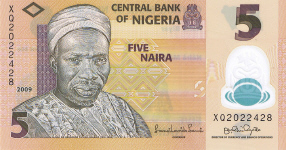 P38a/c Nigeria 5 Naira Year 2009/13 Polymer