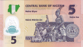 P38a/c Nigeria 5 Naira Year 2009/13 Polymer