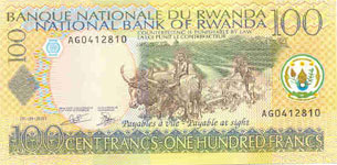 P29b Rwanda 100 Francs year 2003