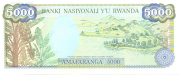 P22 Rwanda 5000 Francs Year 1988