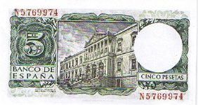 P146 Spain 5 Pesetas Year 1954