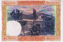 P 69c Spain 100 Pesetas Year 1925