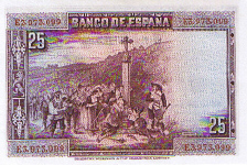 P 74b Spain 25 Pesetas Year 1928