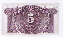 P 85 Spain 5 Pesetas Year 1935