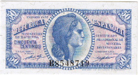 P 93 Spain 50 Centimos year 1937