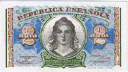 P 95 Spain 2 Pesetas Year 1935