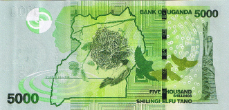 P51a Uganda 5.000 Shillings Year 2010