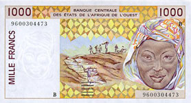 P211b Benin W.A.S. D  1000 Francs Year 2002