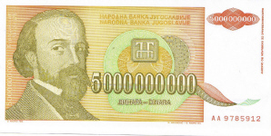 P135 Yugoslavia 5.000.000.000 Dinara Year 1993